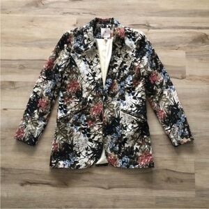 Floral Print Women's Blazer Jacket - Multicolor